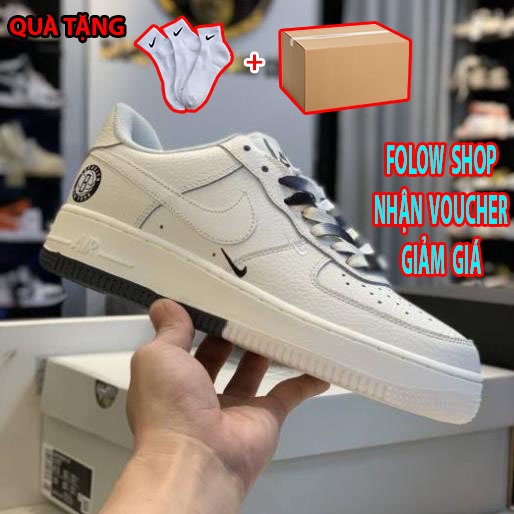 Giày _Nike Air Force 1 Low Brook Lyn Sail Black, AF1 Chữ B Màu Be Đế Âm Dương 2 Màu Cực Hot Full Size Nam Nữ