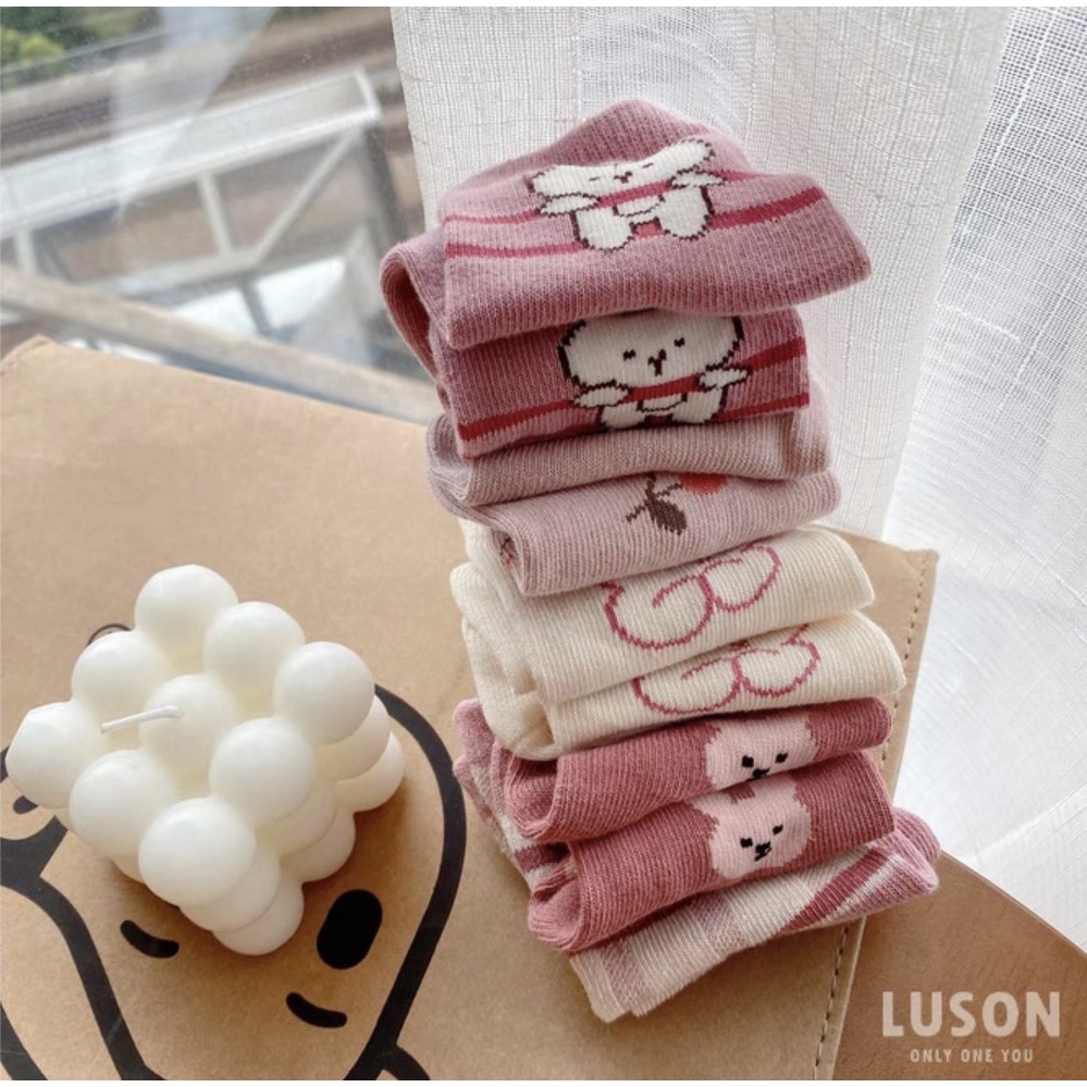 Tất cho bé gái,sét 5 đôi vớ bé gái bộ hình gấu siêu xinh mềm mại cho bé từ 2-12 tuổi