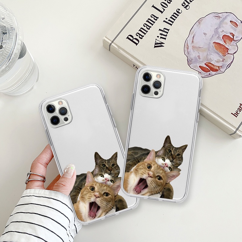 Ốp lưng iphone 3 chú mèo tạo kiểu đáng yêu ốp vuông trong bảo vệ cam 6/7plus/8/8plus/x/xs/11/12/13/14/pro/max/promax
