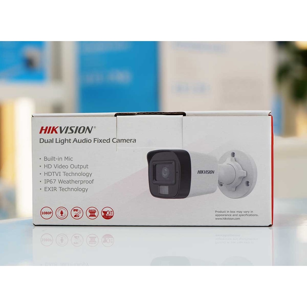 Camera Hikvision ghi âm, cảnh báo đèn khi có người 16D0T-LFS
