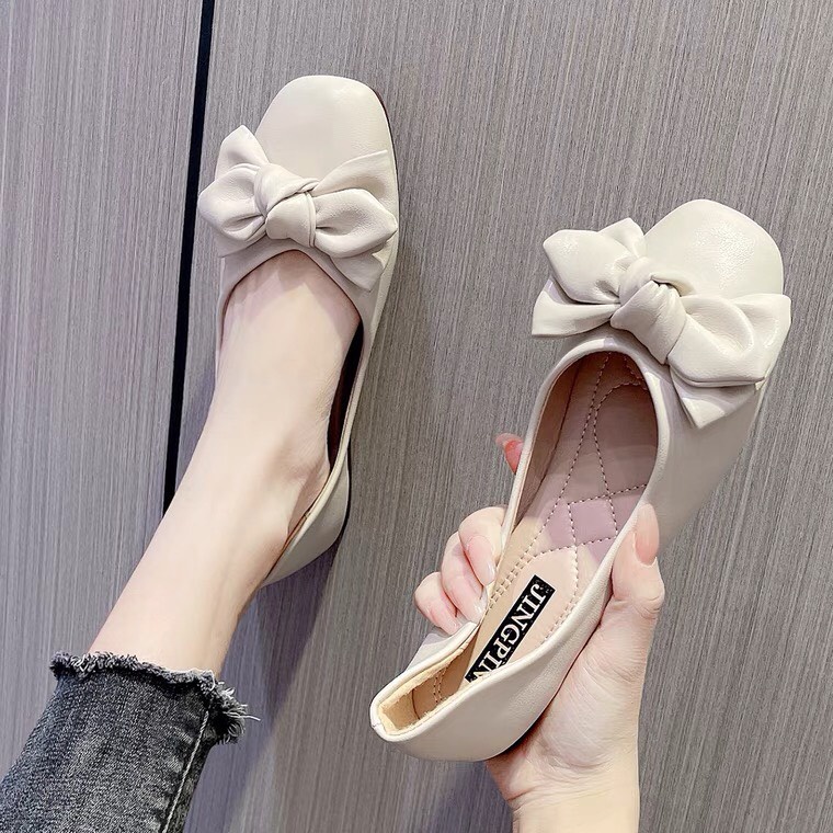 Giày Búp Bê Đế Cao 3 phân Chất Liệu Da Hàng Thời Trang Cao Cấp