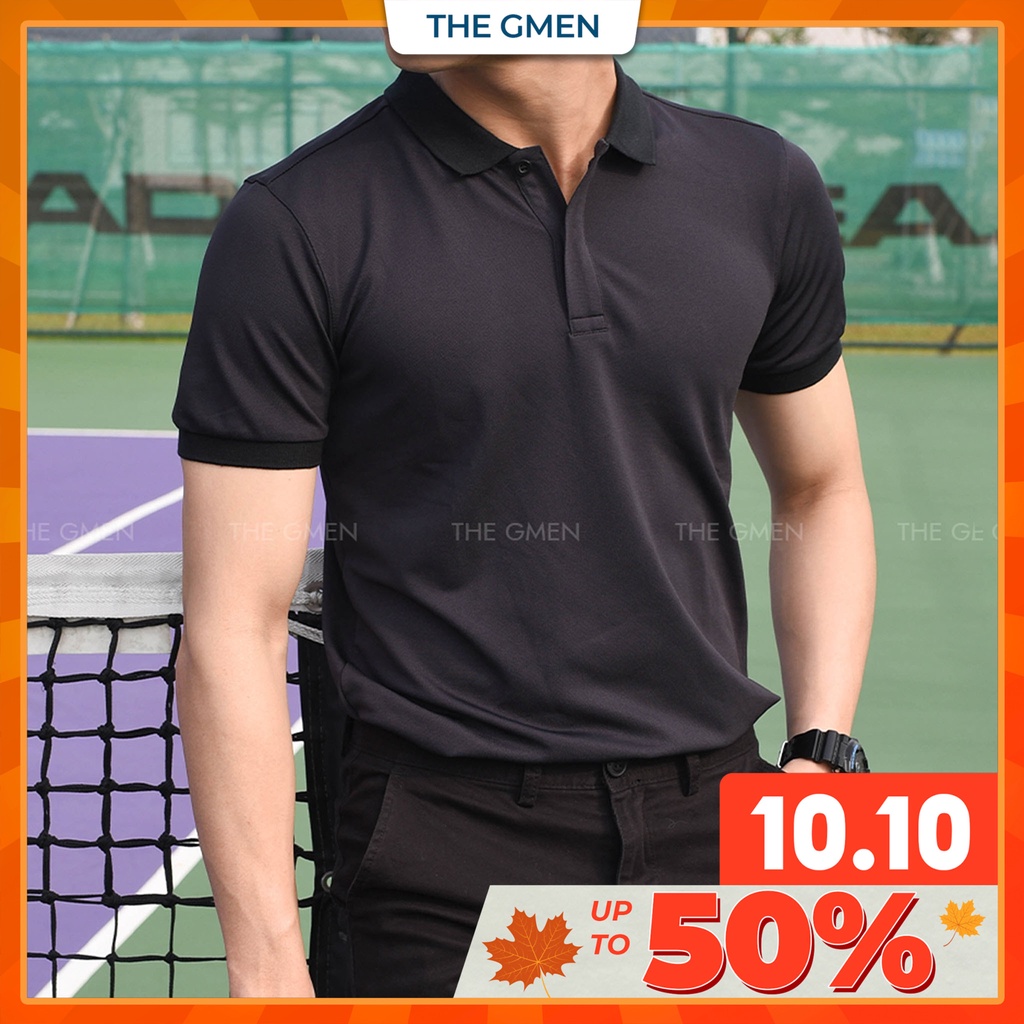 Áo Polo nam đen trơn THE GMEN Colorful Polo chất liệu cotton cao cấp, mềm nhẹ, thoáng mát
