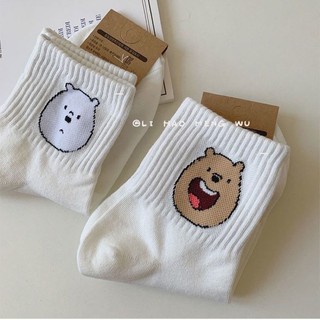 Tất cổ cao thêu gấu phong cách Hàn Quốc