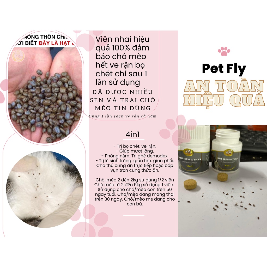 Viên ăn dùng 1 lần hết sạch ve, rận, bọ chét trên thú cưng