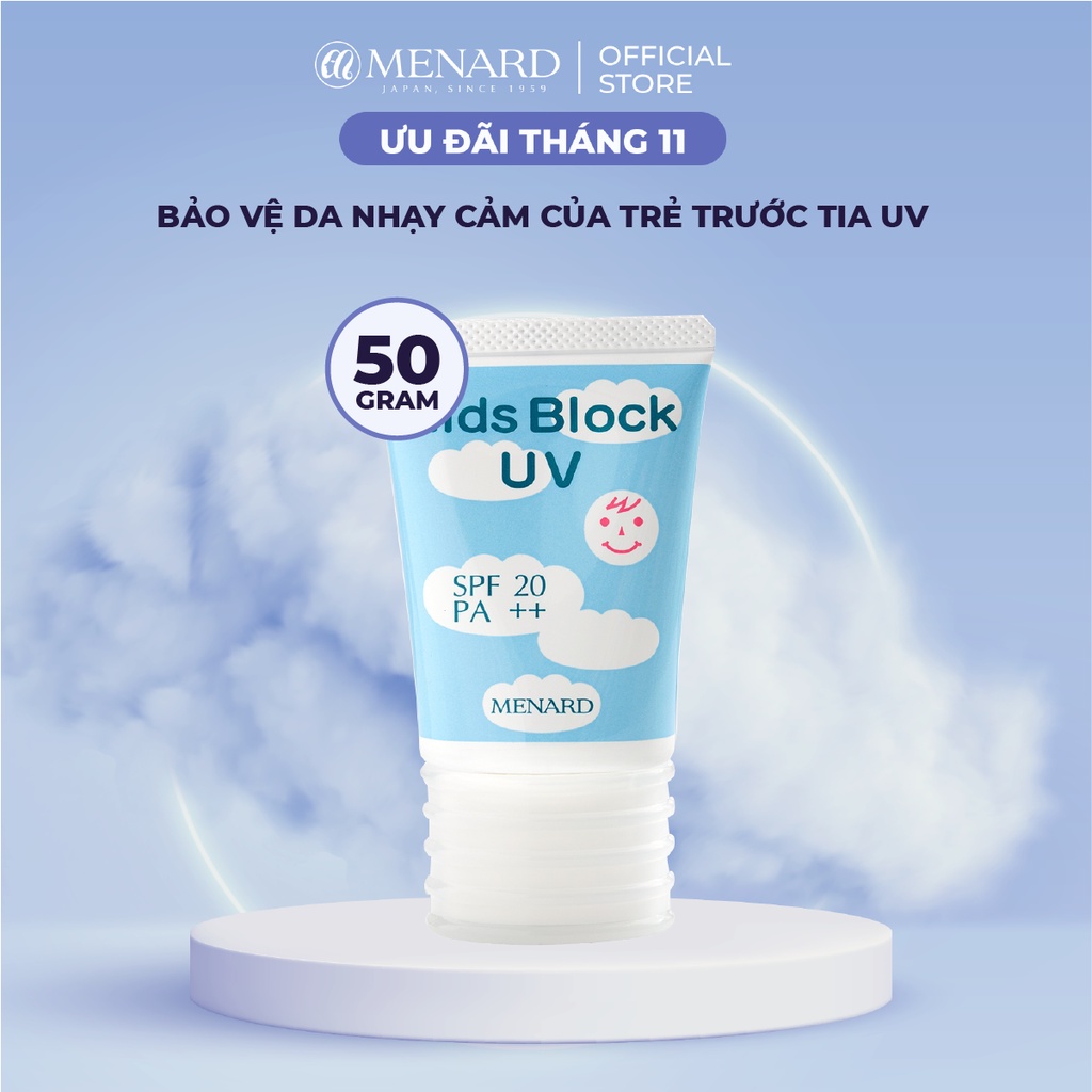 Kem Chống Nắng Trẻ Em Menard Kids Block UV SPF20/PA++ Lành Tính Cho Da Nhạy Cảm (50g)