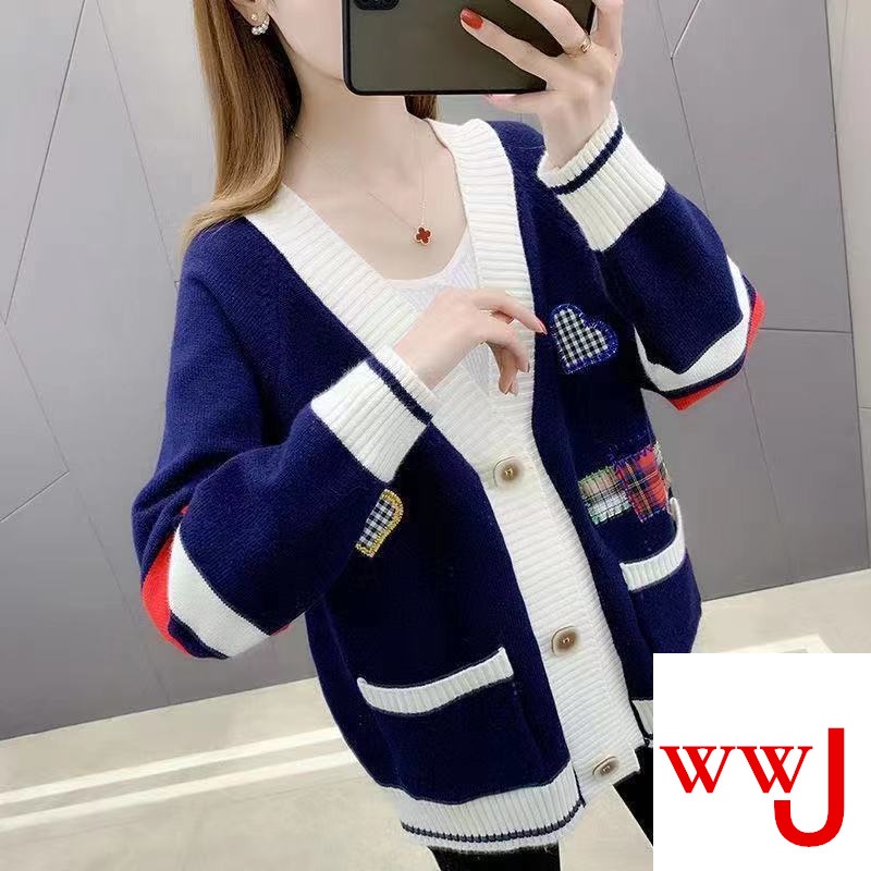 Áo Khoác Cardigan Dệt Kim Tay Dài Dáng Rộng Có Size Lớn Thời Trang Mùa Thu Dành Cho Nữ