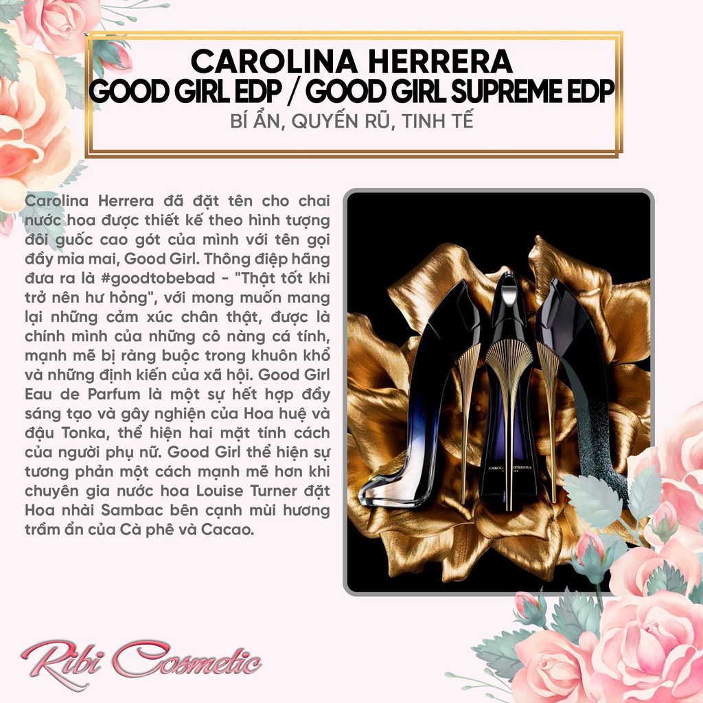 Nước Hoa Nữ Carolina Herrera Good Girl Edp/ Good Girl Sᴜᴘʀᴇᴍᴇ-  guốc đen guốc xanh Cô Nàng Trẻ Trung Cá Tính Gợi Cảm