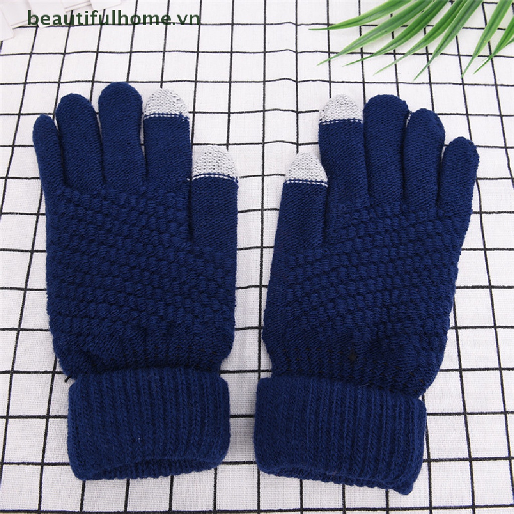 Găng Tay Len Giữ Ấm Mùa Đông Có Thể Sử Dụng Màn Hình Cảm Ứng Dành Cho Nam Nữ