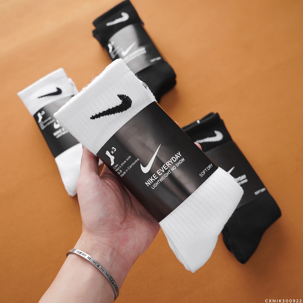 [ CAO CẤP ] Full Set 3 đôi vớ/tất thể thao cổ cao dệt kim dày dặn, thông thoáng N008