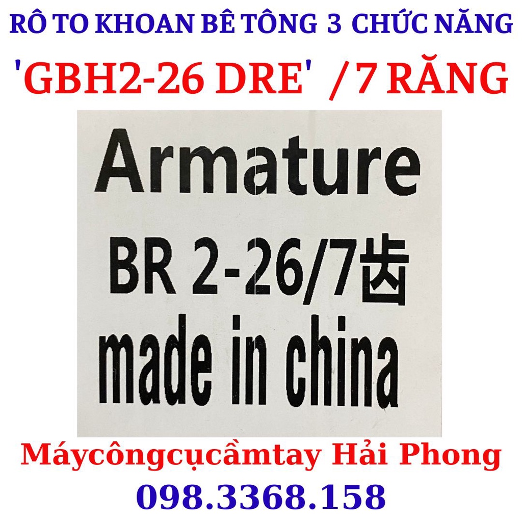 Rô to máy khoan Bê tông 3 chức năng 'Bo$ch' 'GBH2-26DRE' ,'DCA' mod."AZC05-26B ...Rotor 7 răng dấu HUYỀN. Hiệu BR - CF