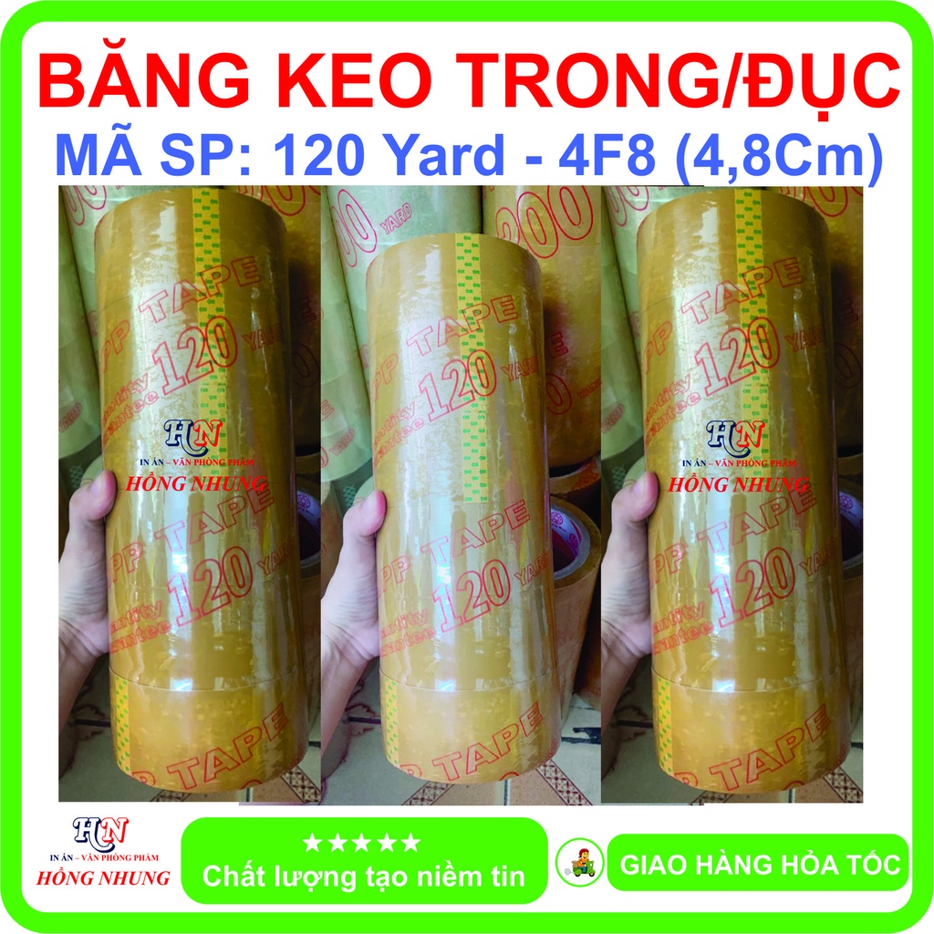 Băng keo trong/ đục 200/120/100 Yard, băng keo dán thùng, siêu dính, bền