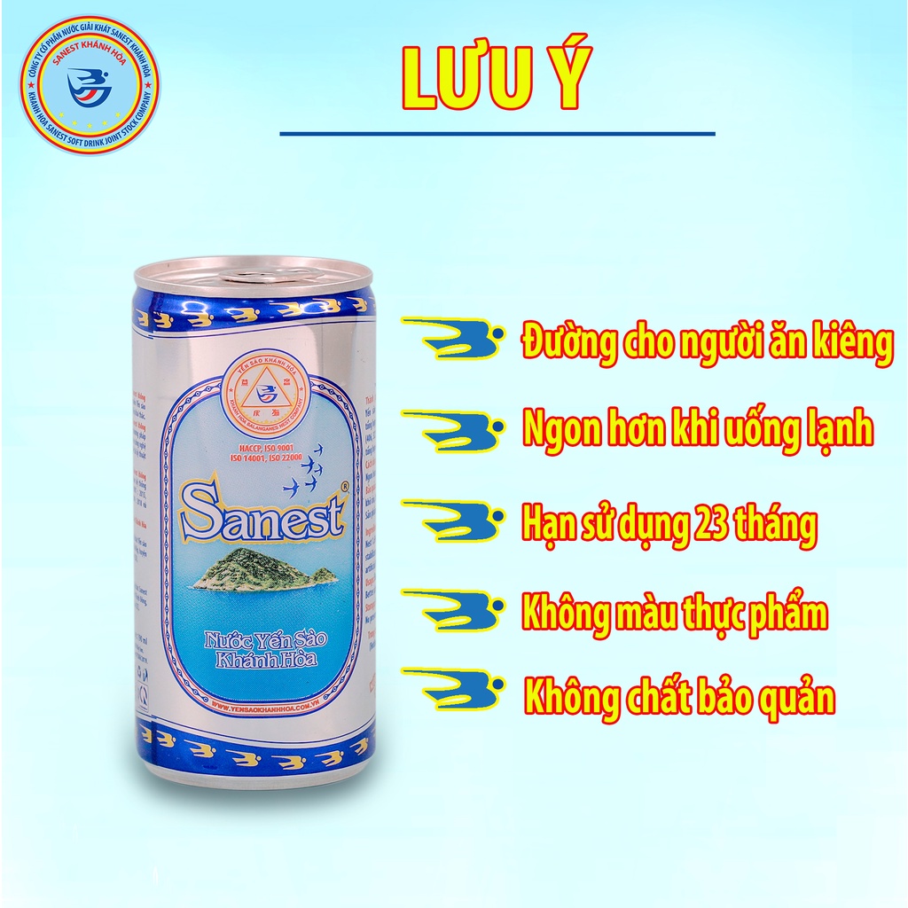 Nước Yến Sào Sanest Không đường Lon - 190ml