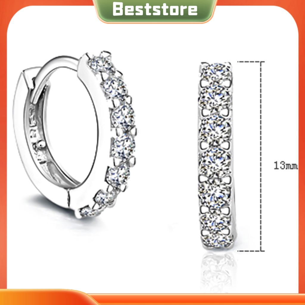 Khuyên tai mạ bạc đính đá pha lê trắng thời trang thanh lịch dành cho nữ