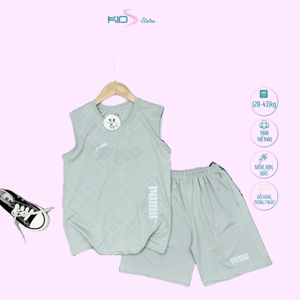 28- 43 kg] Bộ quần áo ba lỗ xuân hè thể thao dành cho bé trai, chất cotton cao cấp mịn đẹp, không xù, thoáng mát