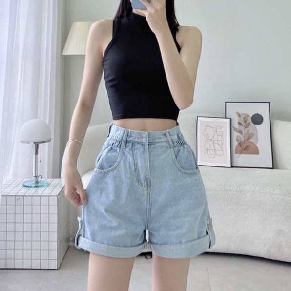 Quần jean nữ lưng cao, eo nhún thun lai bách nút xinh xắn có Bigsize tới 70kg