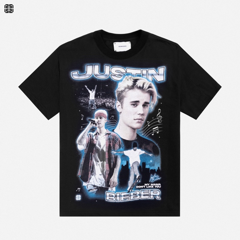 ÁO THUN REMINDER “ JUSTIN BIEBER “ Màu Đen 100% Cotton Sản Phẩm Chính Hãng