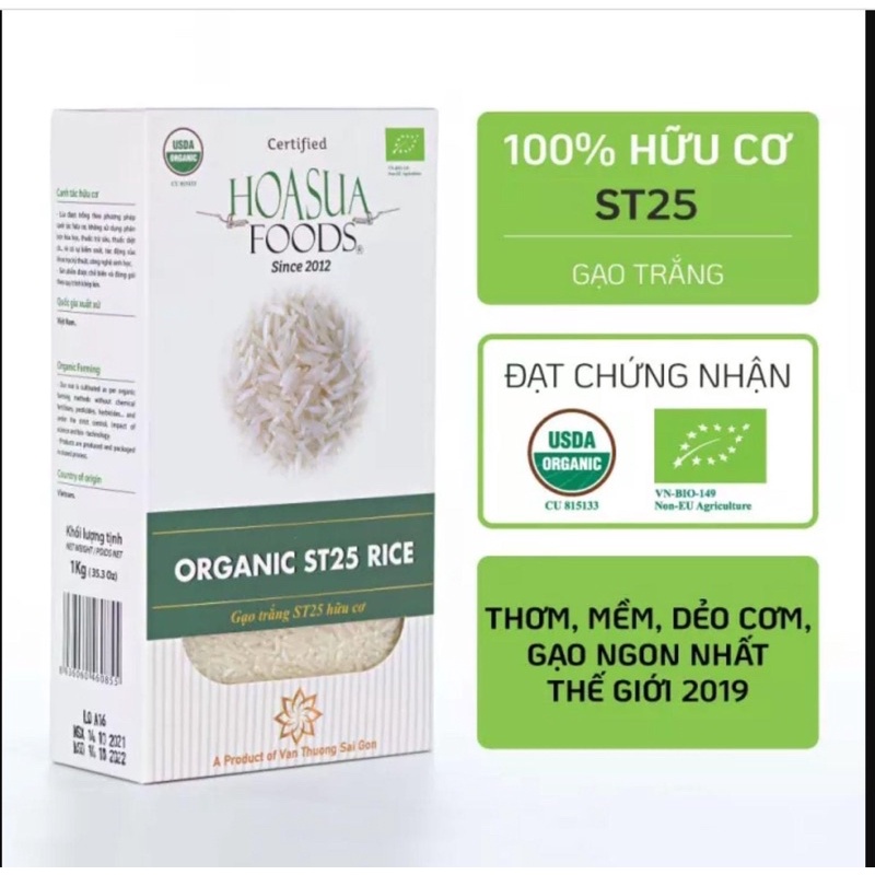Gạo Hữu Cơ ST25 Hoa Sữa Food 1kg