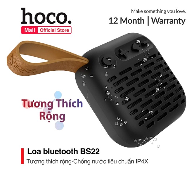Loa Bluetooth Hoco BS22 500mAh tương thích các loại điện thoại, chống nước tiêu chuẩn IP4X