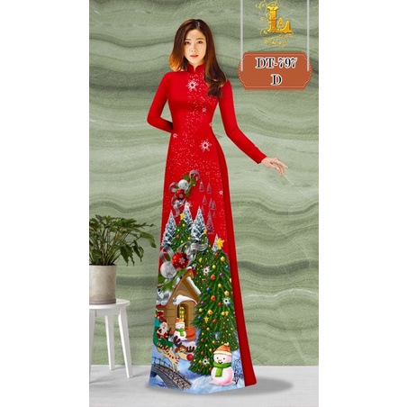 Vải may áo dài in 3D Giáng Sinh cực xinh
