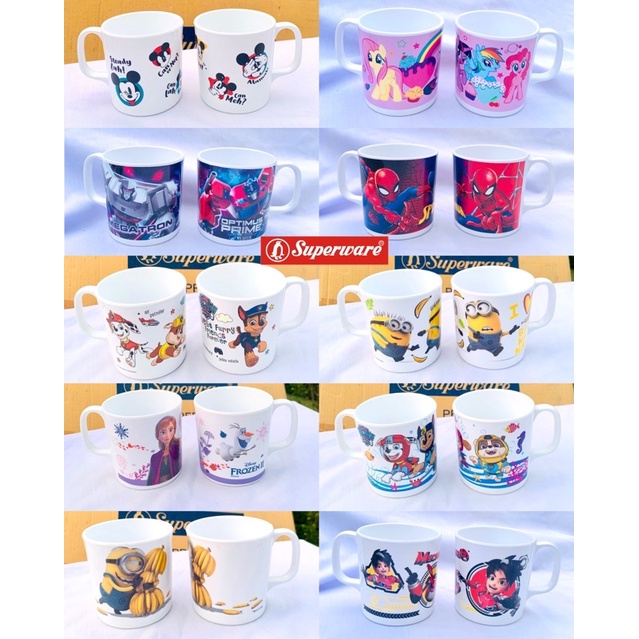 Kính họa tiết hoạt hình có tay cầm Melamine Superware ️ (Disney / Superware / Melamine Ware / Kids T