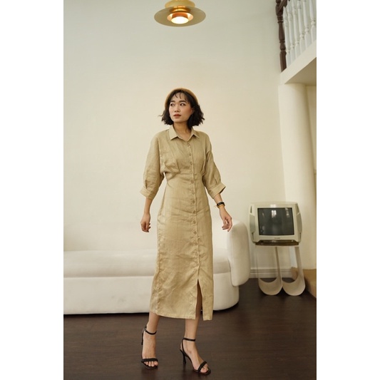 Đầm sơ mi linen dáng dài - Ann Dress - PHUTA