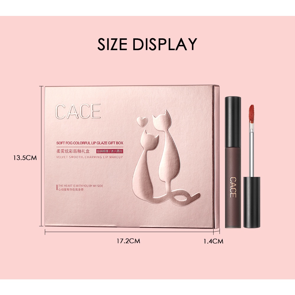 Set 4 Son Kem Lì CACE MÈO Tặng Kèm 1 Dây Chuyền Bạch Kim Khảm Đá