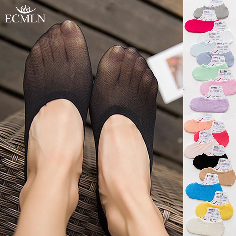 Set 5 đôi vớ thuyền ECMLN bằng silicone màu kẹo ngọt thời trang hè cho nữ