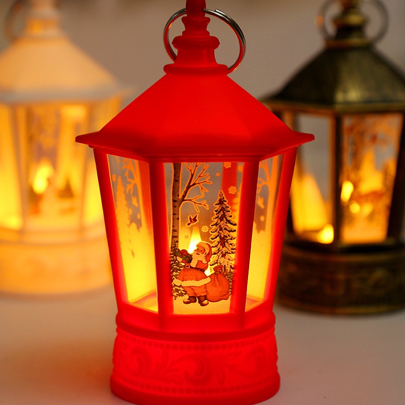 1 Đèn Dầu Hình Ngôi Chùa Giáng Sinh / Đèn Treo Trang Trí Cây Thông Noel
