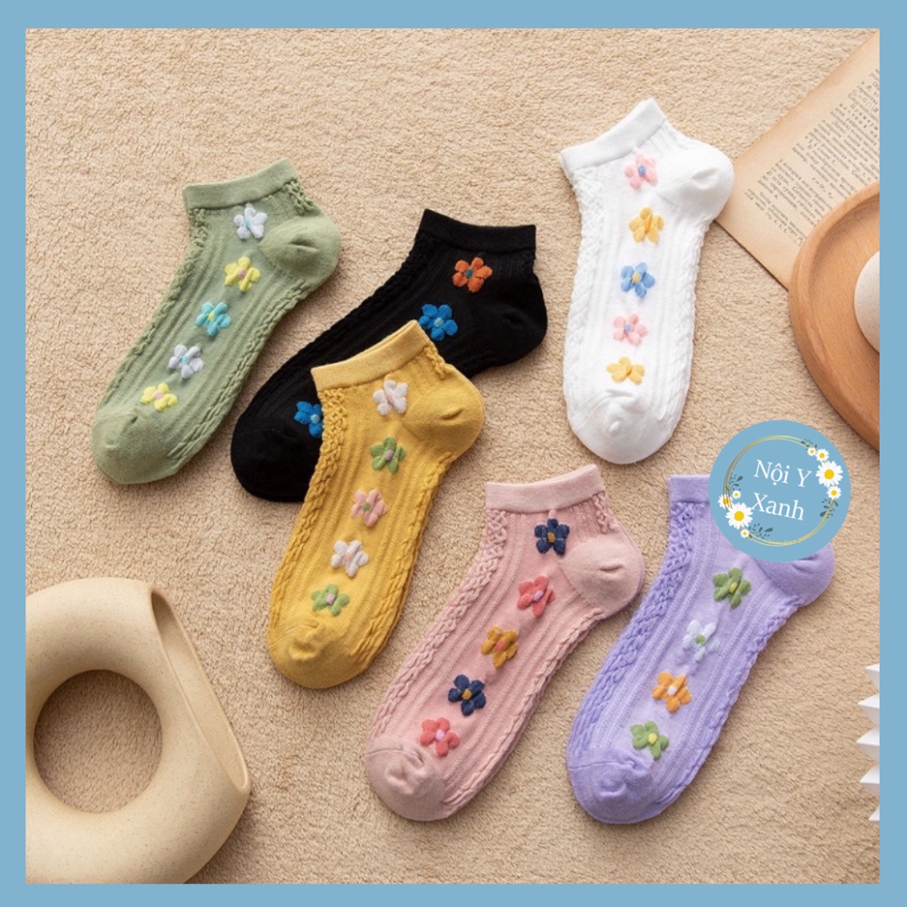 Tất vớ nữ họa mi vật liệu vải Hàn co và giãn bốn chiều,kiểu dáng thêu hoa phong thái tối tân tt8 nội y xanh, chất ấm, th