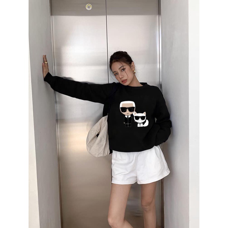 Bộ nỉ sweater cao cấp quần ngắn hình gấu / mã 61