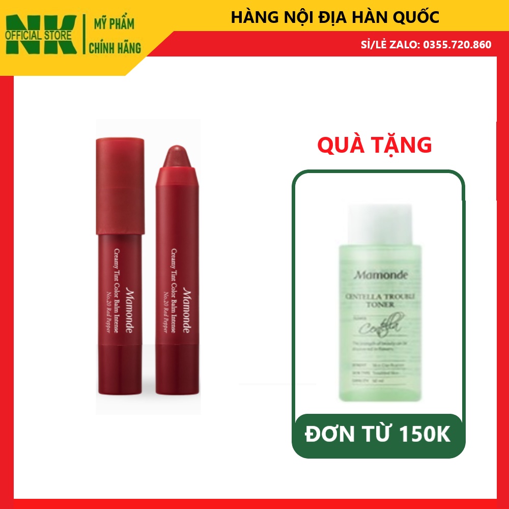 (Xả lỗ)Son Bút Chì 3 in 1 Mamonde Creamy Tint Color Balm Intense 2.5g Chính Hãng- Son lì- Dưỡng Ẩm Môi Mềm Mượt