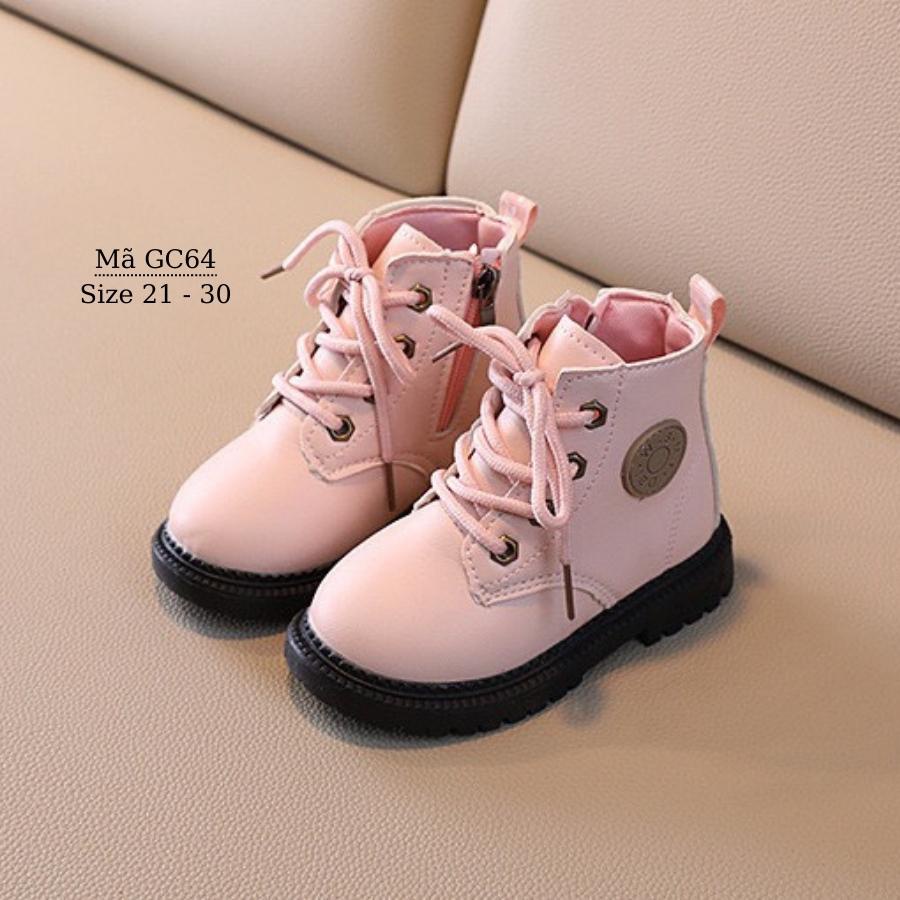 Giày Boots cổ cao màu hồng xinh xắn và dễ thương cho bé gái 1 - 5 tuổi phong cách Hàn Quốc GC64