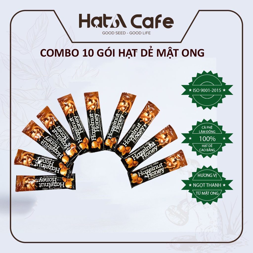 Combo 10 gói cà phê hòa tan Hạt A Cafe 3in1 vị hạt dẻ mật ong