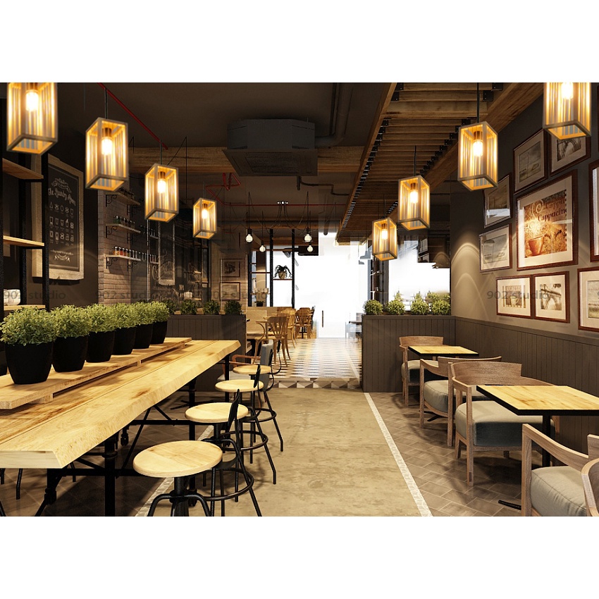 Đèn Tre Gỗ Thả Trần Trang Trí Dùng Để Decor Nhà Hàng Quán Cafe Homestay Cực Chất. Mẫu Hộp Chữ Nhật Apollo_90