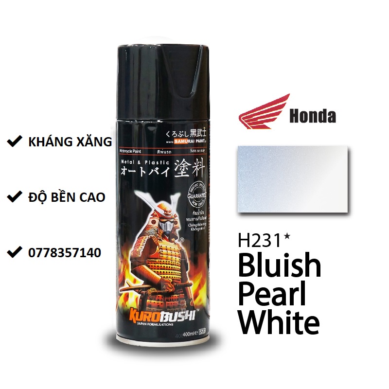 H231 Sơn xịt Samurai MÀU TRẮNG ÁNH XANH