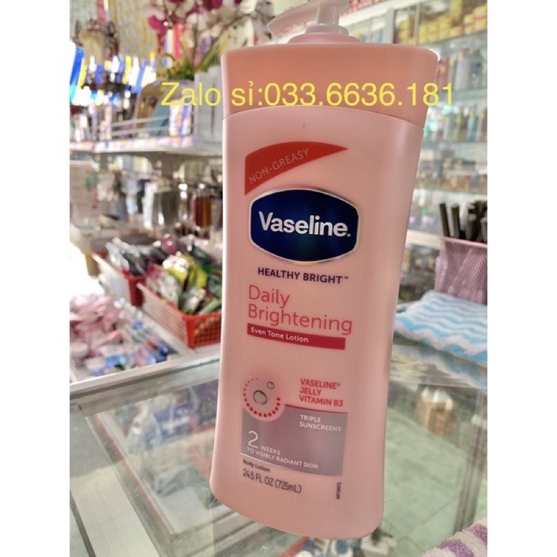 dưỡng thể vaseline trắng da toàn thân chai Hồng đại 725ml (mẫu mới nha)