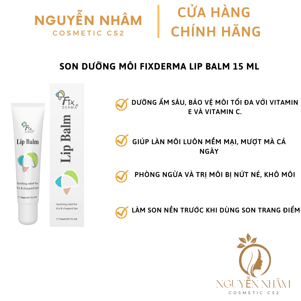 Son Dưỡng Môi Mềm Mượt Chống Khô Và Nứt Nẻ Môi Fixderma Lip Balm (15ml)