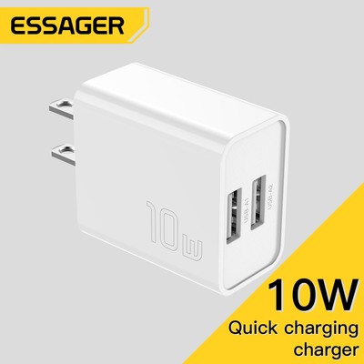 Cốc sạc nhanh ESSAGER hai cổng USB 5V / 2A 10W 100V-240V cho điện thoại android