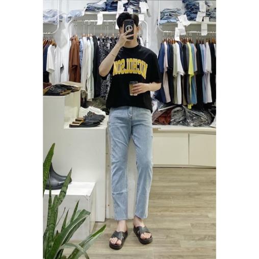 SALE Quần Jean Nam Màu Xanh Trơn Rách Gấu Không Phai Màu, Vải Bò Co Giãn Phong Cách Hàn Quốc mẫu 897nhat ™️