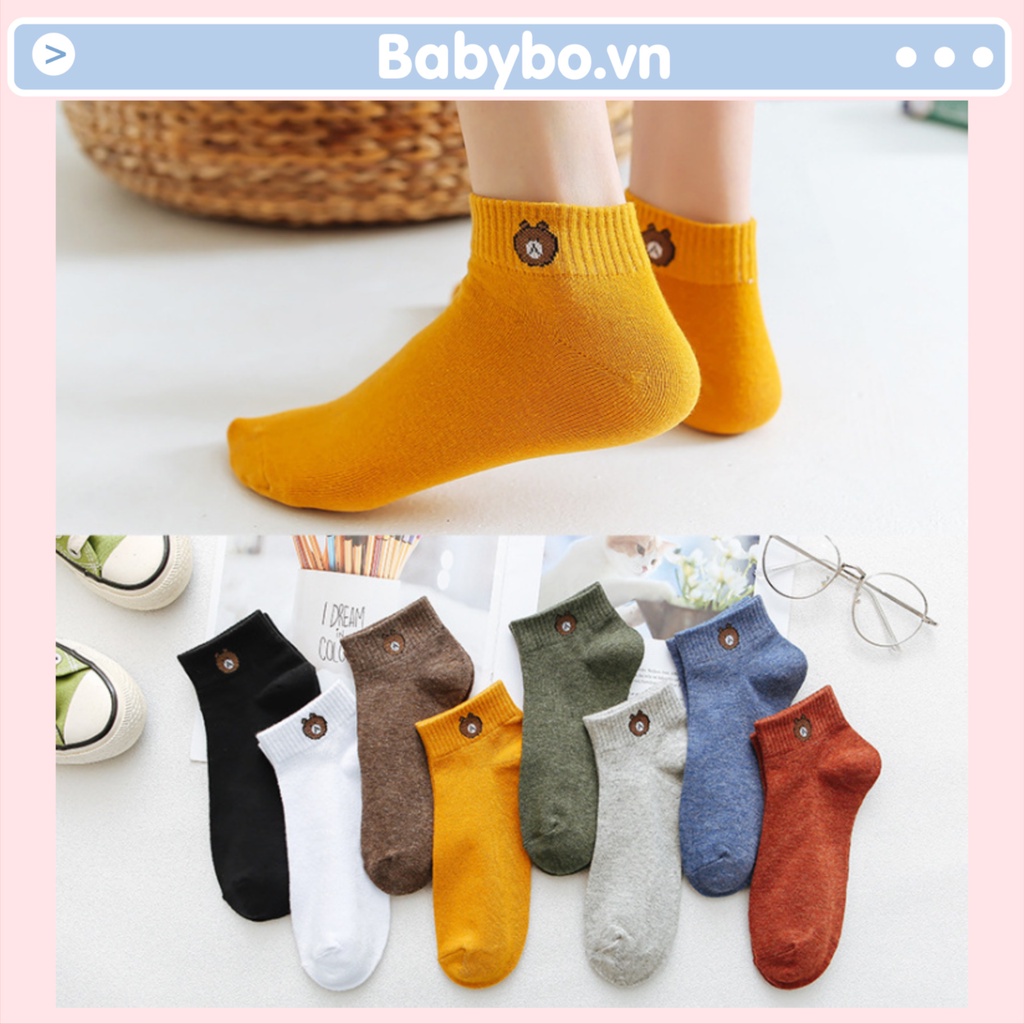 Set 10 đôi tất gấu Brown nhiều màu cổ ngắn phong cách Hàn Quốc cho nữ