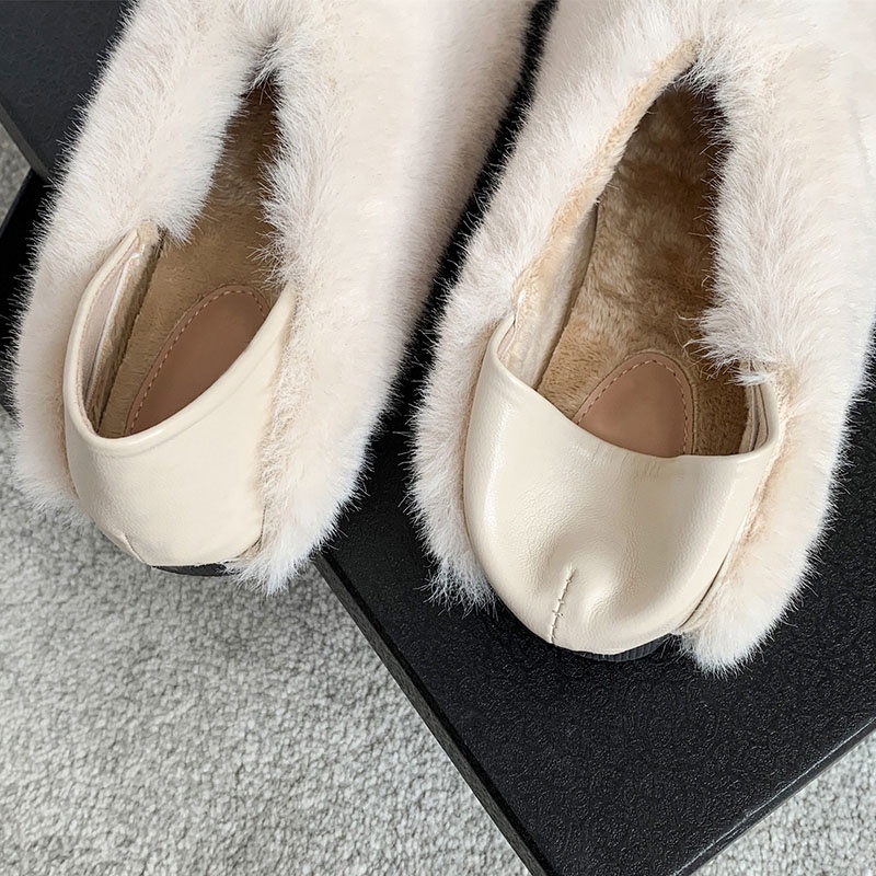 Giày Lười Lót Lông Cừu Dày Dặn Ấm Áp Dễ Phối Đồ Thời Trang Cho Nữ