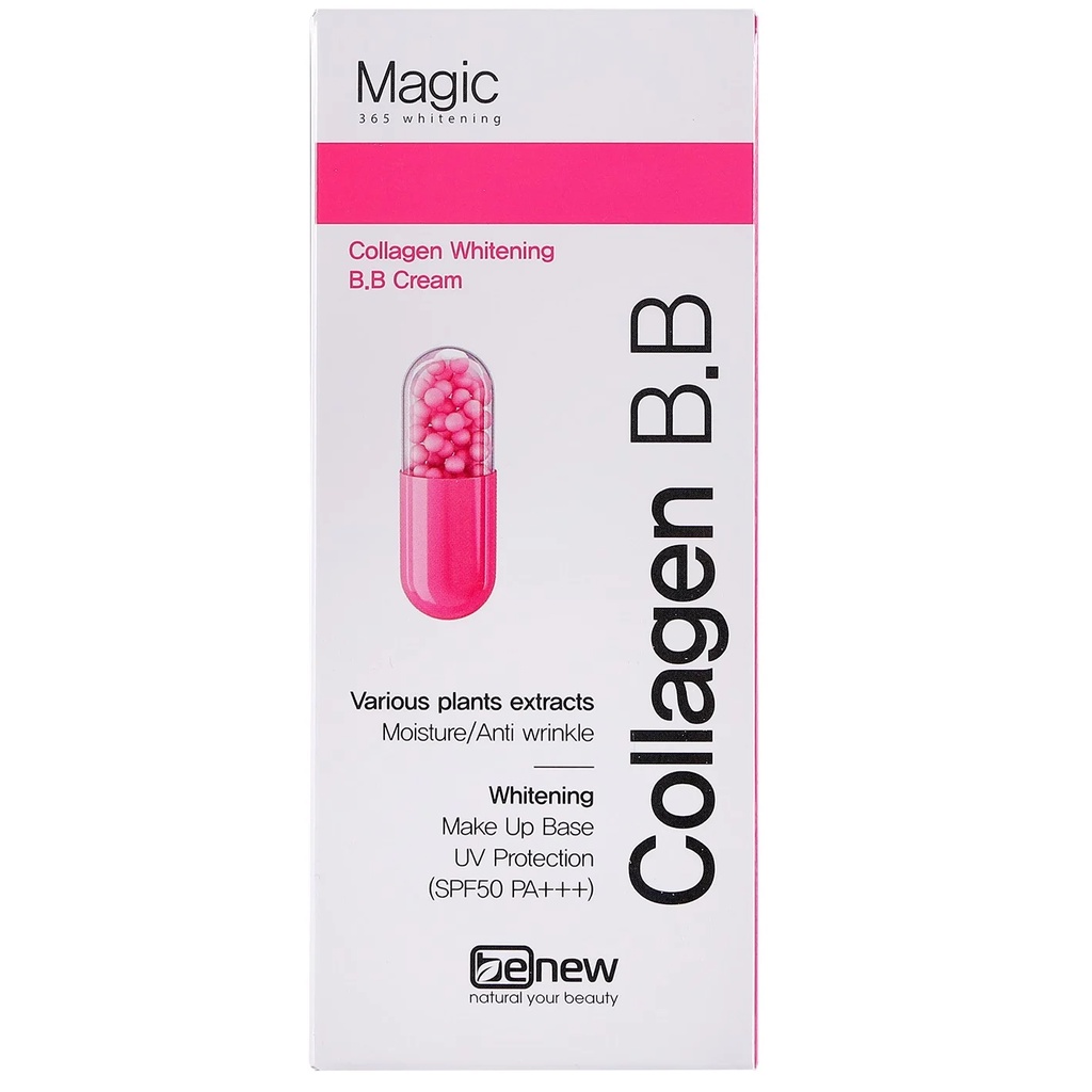 Kem Nền Trang Điểm Ma Thuật Đa Chức Năng Kem Benew B.B Collagen Whitening Hàn quốc 50ml/Hộp- Hàng chính hãng