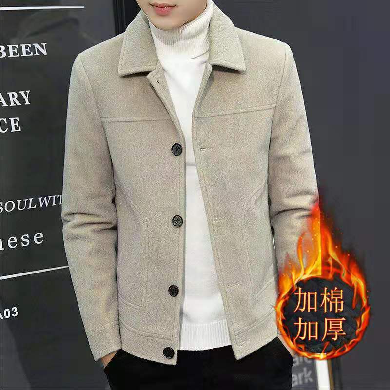 # Áo Khoác Nam# Áo Khoác Len Thời Trang Cho Nam# Áo Khoác Len Lông Chồn Dáng Ngắn Phong Cách Thời Trang Hàn Quốc# Áo Khoác Cotton Dày Dặn Thời Trang Thu Đông Mới Cho Nam Giới