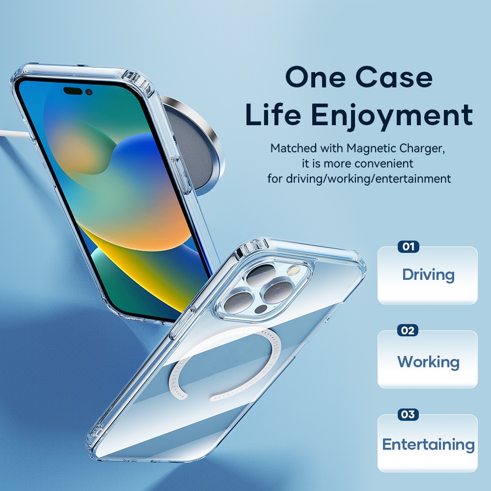 Ốp lưng chống sốc trong suốt hỗ trợ sạc Maqsafe cho iPhone 14 Pro / 14 Pro Max hiệu Rock Protection - hàng nhập khẩu