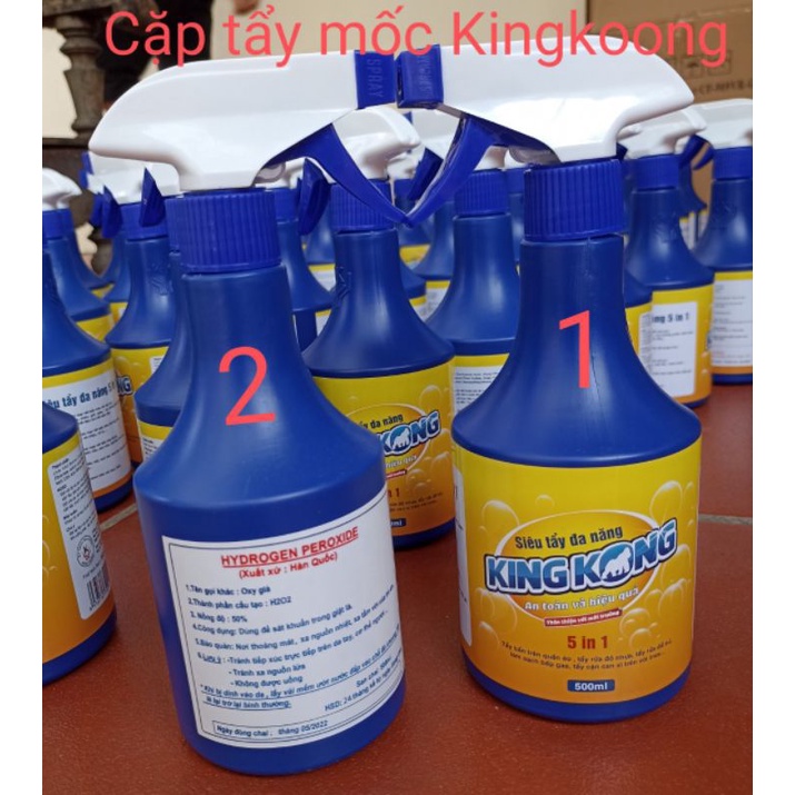 {CHÍNH HÃNG - GIÁ TỐT NHẤT} BỘ SIÊU TẨY ĐA NĂNG KING KONG 5 IN 1 500ML/LỌ ĐÁNH BAY CÁC VẾT ẨM MỐC TRÊN QUẦN ÁO