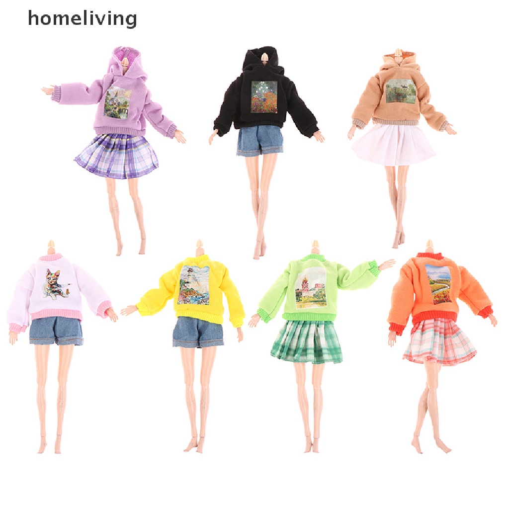 Set Áo Hoodie Và Chân Váy Ngắn Cho Búp Bê 30cm Tỉ Lệ 1 / 6