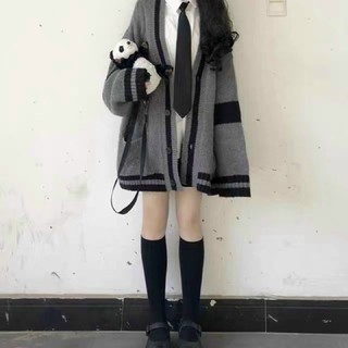 ÁO KHOÁC CARDIGAN MÀU GHI PHỐI VIỀN ĐEN BASIC