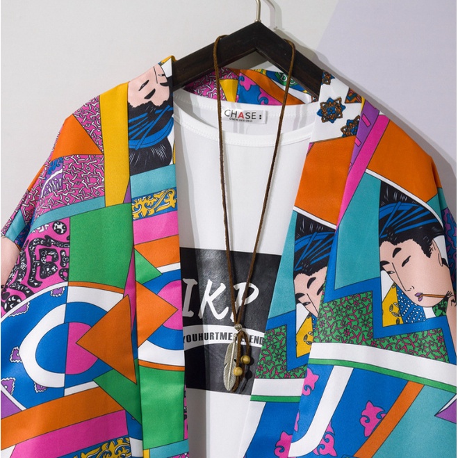 Áo khoác kimono haori happi Geisha hoạ tiết cá tính