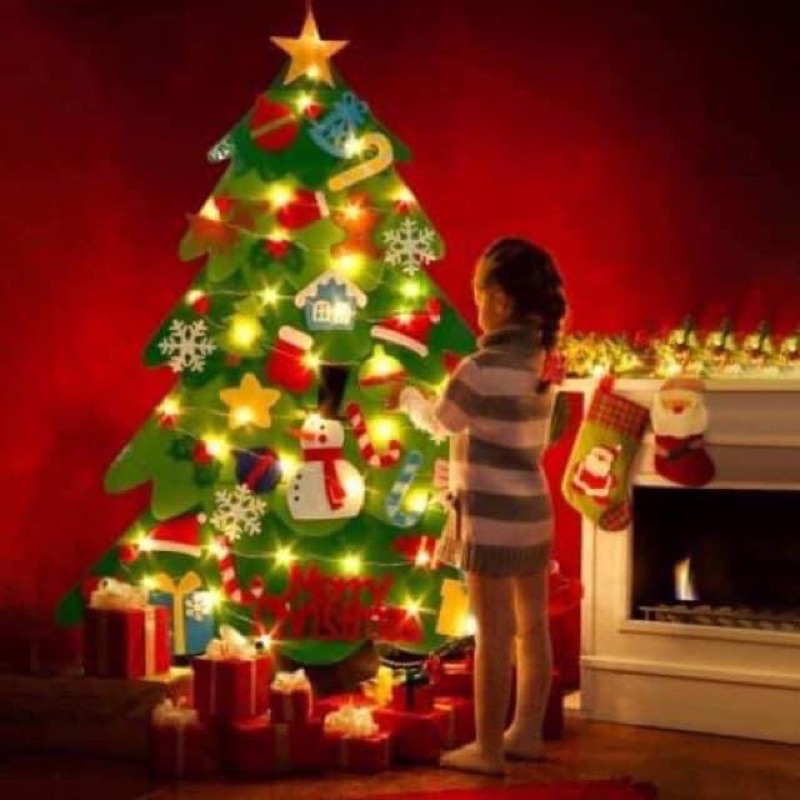 Cây thông noel vải dạ, vải nỉ 32 chi tiết, đồ trang trí giáng sinh