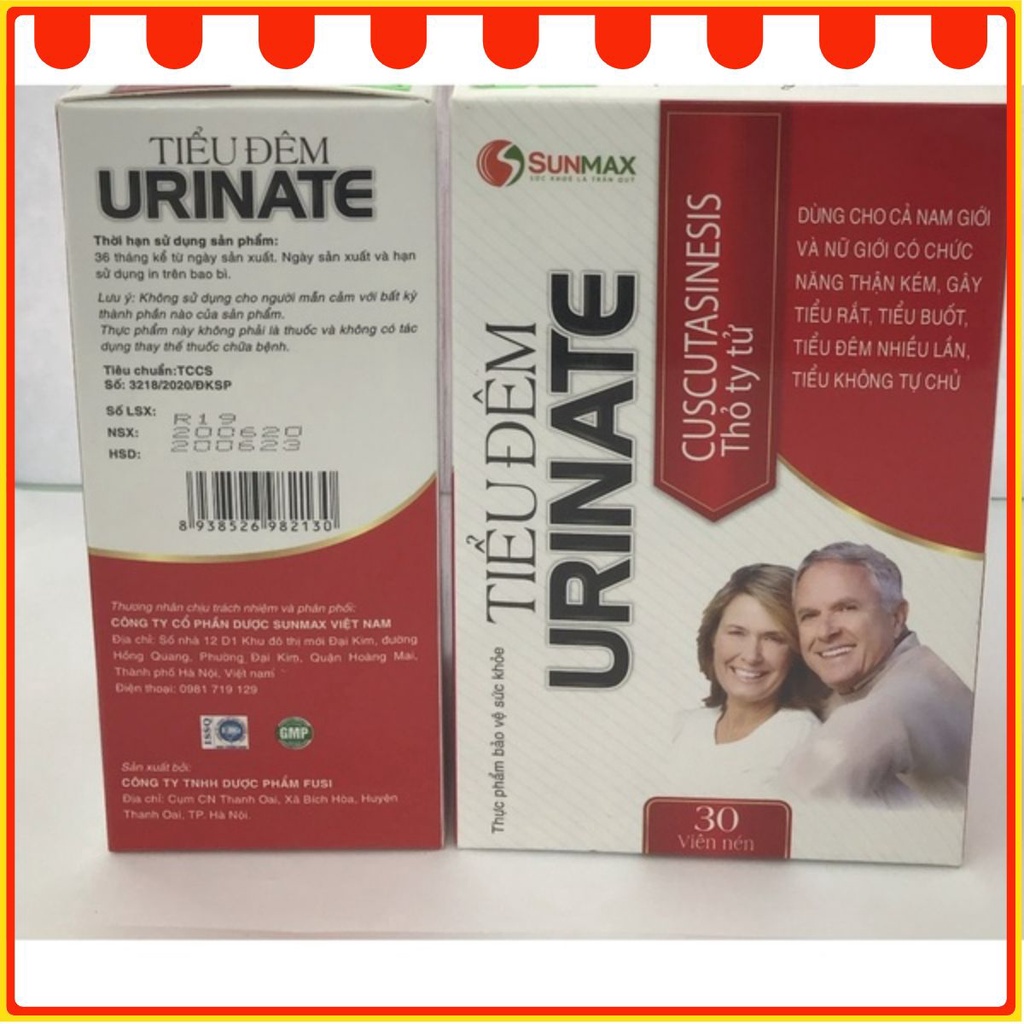 [Chính Hãng]- Viên Tiểu Đêm URINATE - Bổ Thận + Hỗ Trợ Giảm Chứng Tiểu Đêm - Hộp 30 viên